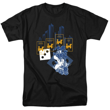 Black men's regular fit t-shirt with Monopoly The True Railroad Tycoon No Logo graphic