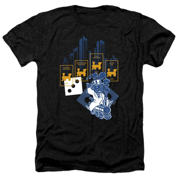 Charcoal men's heather t-shirt with Monopoly The True Railroad Tycoon No Logo graphic
