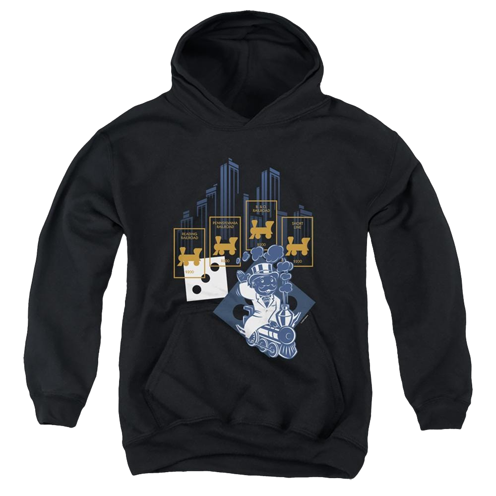 Monopoly The True Railroad Tycoon No Logo - Youth Hoodie Youth Hoodie (Ages 8-12) Monopoly   