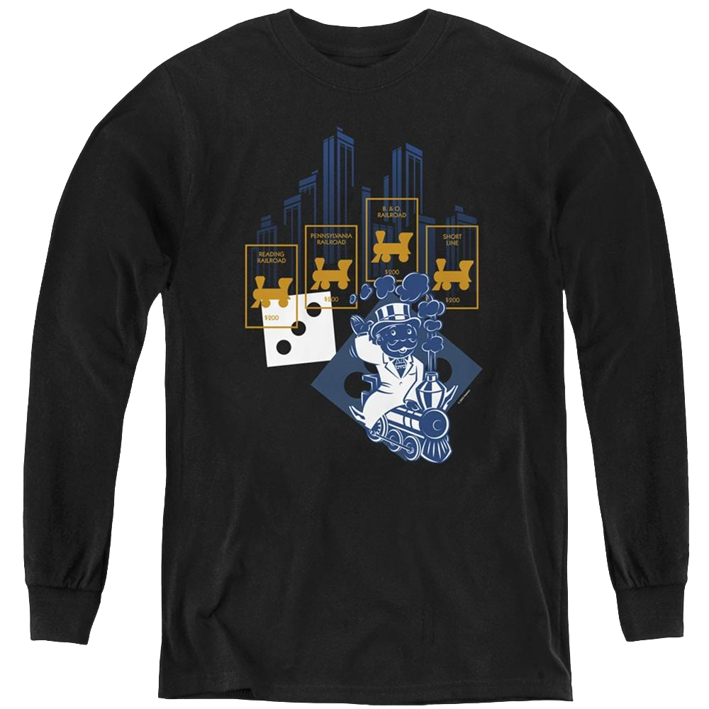 Monopoly The True Railroad Tycoon No Logo - Youth Long Sleeve T-Shirt Youth Long Sleeve T-Shirt Monopoly   
