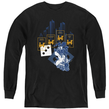 Black youth long sleeve t-shirt with Monopoly The True Railroad Tycoon No Logo graphic