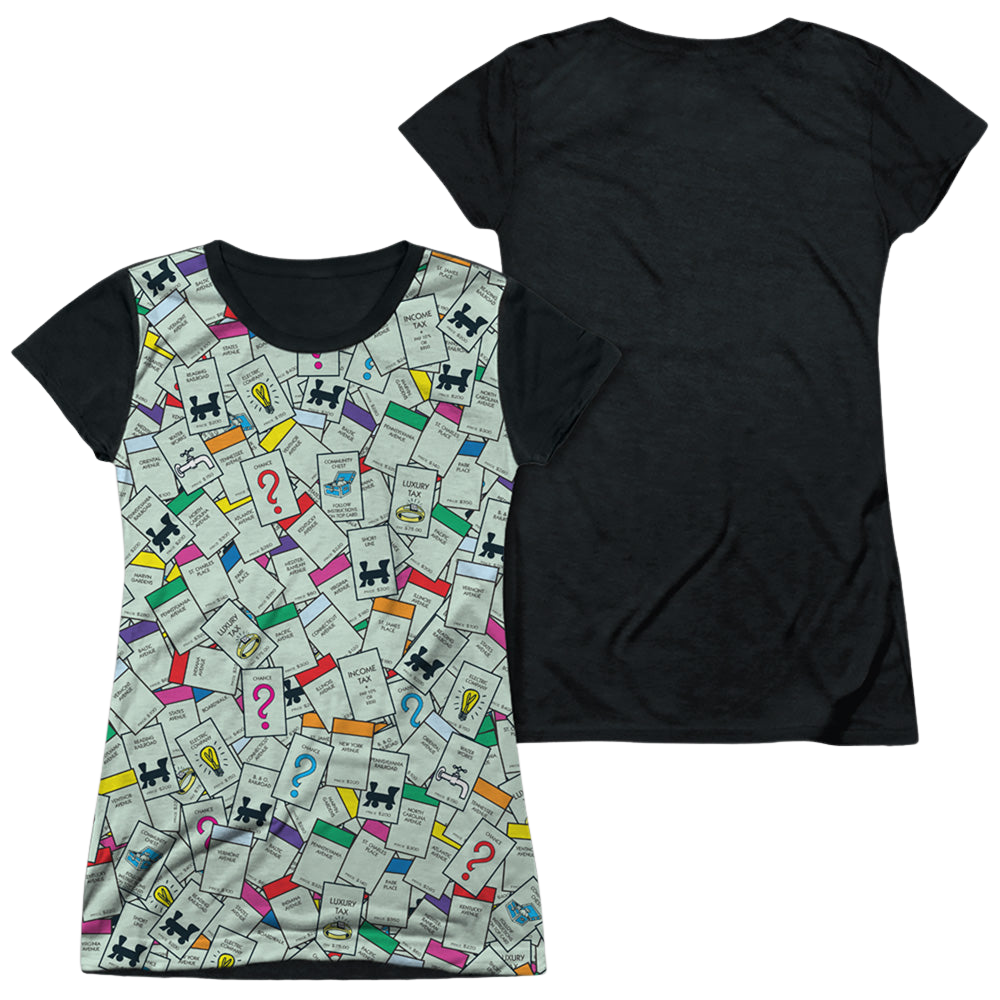 Hasbro Monopoly  Property Spaces - Juniors Black Back T-Shirt Juniors Black Back T-Shirt Monopoly   