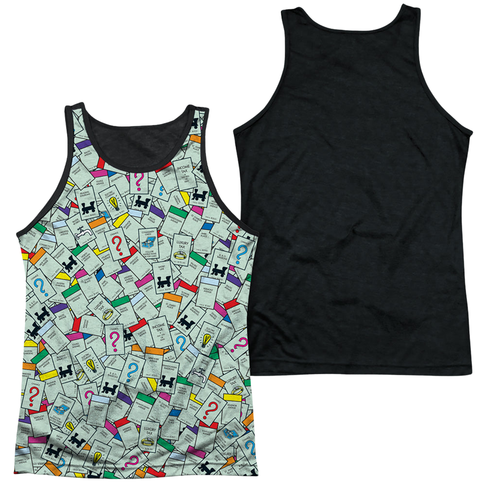 Hasbro Monopoly  Property Spaces - Men's Black Back Tank Top Men's Black Back Tank Monopoly   