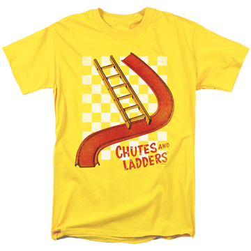 Yellow men's regular fit t-shirt with Chutes And Ladders graphic