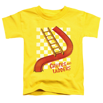 Yellow kid's t-shirt for ages 4 to 7 with Chutes And Ladders graphic
