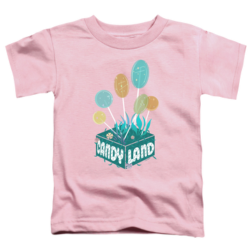 Pink toddler t-shirt with Candy Land Lollipop Block graphic