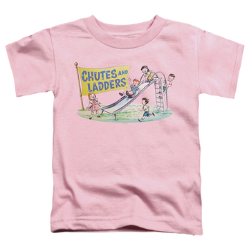 Pink toddler t-shirt with Chutes and Ladders Old School graphic
