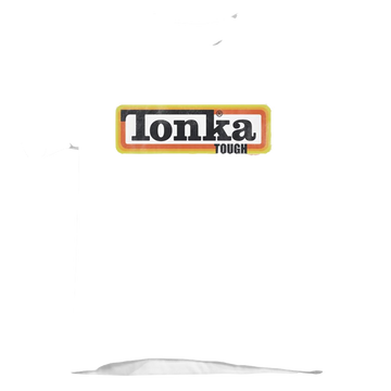 White kid's t-shirt for ages 4 to 7 with Hasbro Tonka Boxed Sign graphic
