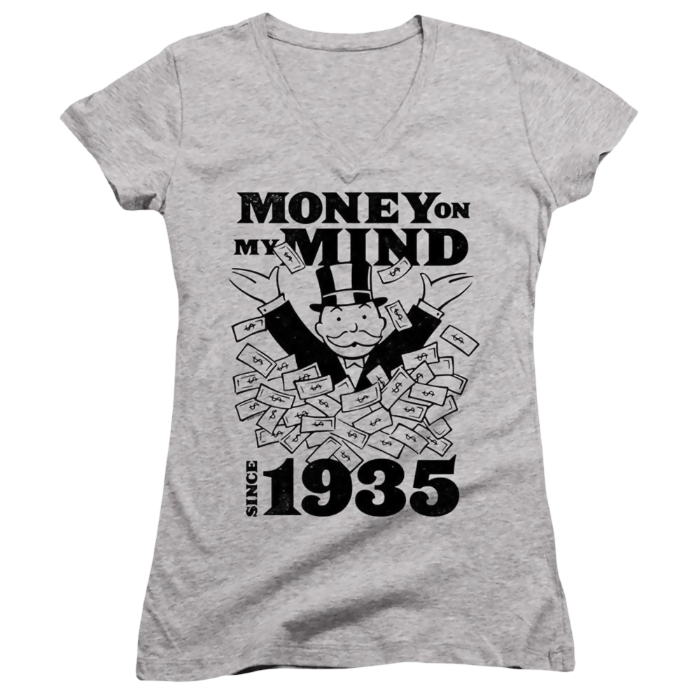 Monopoly Money On My Mind Since 1935 - Juniors V-Neck T-Shirt Juniors V-Neck T-Shirt Monopoly   