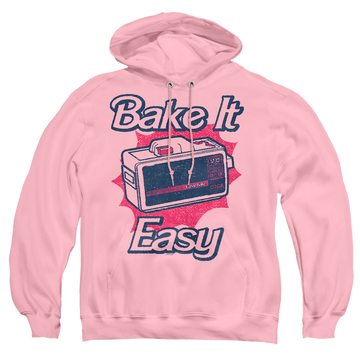 Pink pullover hoodie with Easy Bake Oven Bake It Easy graphic