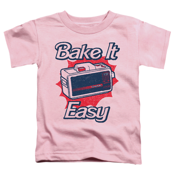 Pink toddler t-shirt with Easy Bake Oven Bake It Easy graphic