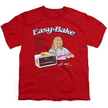 Red youth t-shirt for ages 8 to 12 with Easy Bake Oven Lightbulb Not Included graphic