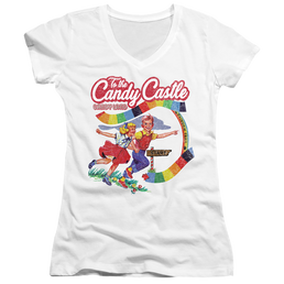 Hasbro To The Candy Castle - Juniors V-Neck T-Shirt Juniors V-Neck T-Shirt Candy Land   