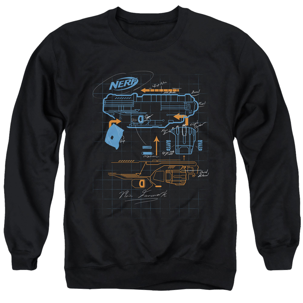Nerf Deconstructed Gun - Men's Crewneck Sweatshirt Men's Crewneck Sweatshirt Nerf   
