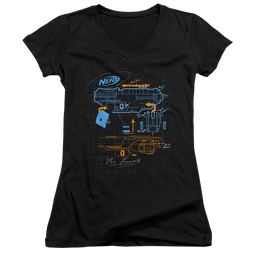 Nerf Deconstructed Gun - Juniors V-Neck T-Shirt Juniors V-Neck T-Shirt Nerf   