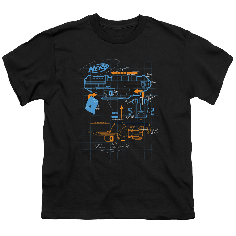 Nerf Deconstructed Gun - Youth T-Shirt Youth T-Shirt (Ages 8-12) Nerf   