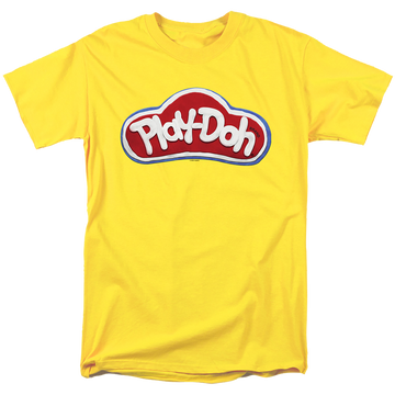Yellow men's regular fit t-shirt with Play-doh Logo In Doh graphic