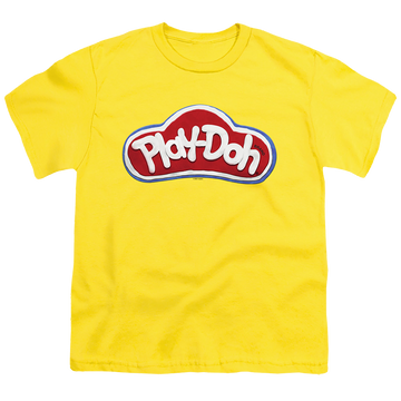 Yellow youth t-shirt for ages 8 to 12 with Play-doh Logo In Doh graphic