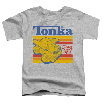 Athletic heather toddler t-shirt with Hasbro Tonka Since 47 graphic