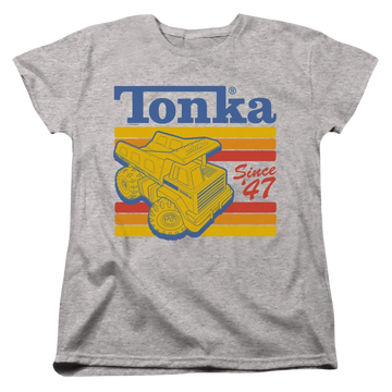 Athletic heather women's t-shirt with Hasbro Tonka Since 47 graphic