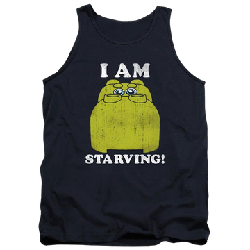 Navy men's tank with Hungry Hungry Hippos I'm Starving graphic