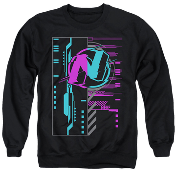 Black men's crewneck sweatshirt with Nerf Cyber graphic