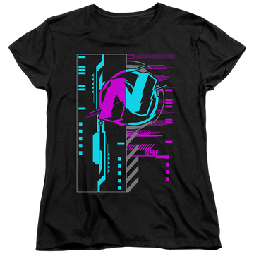 Black women's t-shirt with Nerf Cyber graphic