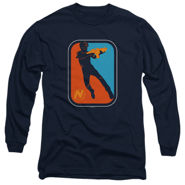 Navy men's long sleeve t-shirt with Nerf Pro graphic