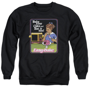 Black men's crewneck sweatshirt with Easy Bake Oven Bake Your Cake graphic