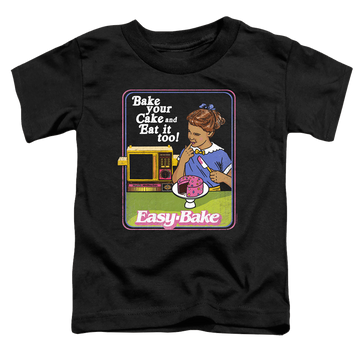 Black toddler t-shirt with Easy Bake Oven Bake Your Cake graphic