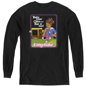 Black youth long sleeve t-shirt with Easy Bake Oven Bake Your Cake graphic