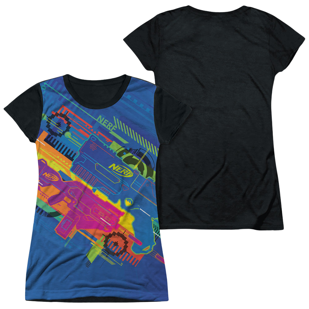 Hasbro Neon Collage - Juniors Black Back T-Shirt Juniors Black Back T-Shirt Nerf   