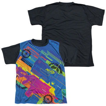 Nerf Hasbro Neon Collage youth black back t-shirt for ages 8 to 12