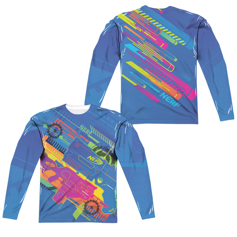 Hasbro Neon Collage (Front/Back Print) - Men's All-Over Print Long Sleeve Men's All-Over Print Long Sleeve Nerf   