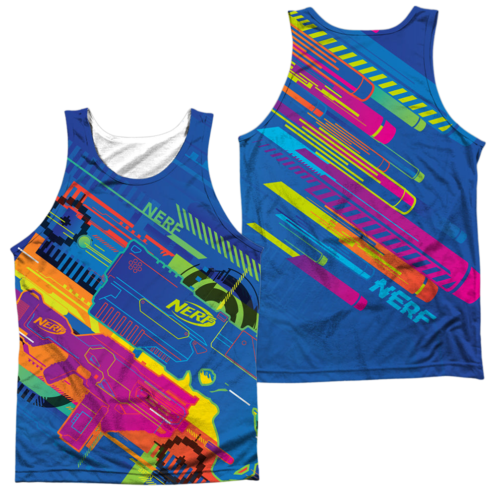 Hasbro Neon Collage (Front/Back Print) - Men's All Over Print Tank Top Men's All Over Print Tank Nerf   