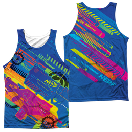 Hasbro Neon Collage (Front/Back Print) - Men's All Over Print Tank Top Men's All Over Print Tank Nerf   