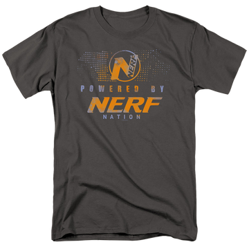Charcoal men's regular fit t-shirt with Powered By Nerf Nation graphic