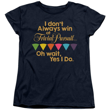 Navy women's t-shirt with Transformers I Always Win graphic