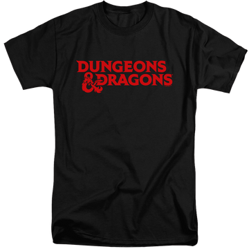 Black men's tall fit t-shirt with Dungeons & Dragons Type Logo graphic