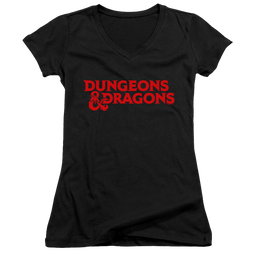 Dungeons & Dragons Type Logo - Juniors V-Neck T-Shirt Juniors V-Neck T-Shirt Dungeons & Dragons   
