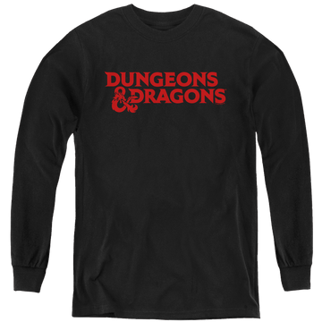 Black youth long sleeve t-shirt with Dungeons & Dragons Type Logo graphic
