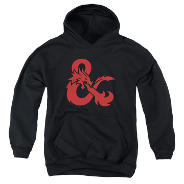 Black youth hoodie for ages 8 to 12 with Dungeons & Dragons Ampersand Logo graphic