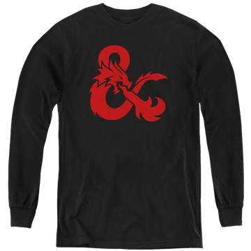 Black youth long sleeve t-shirt with Dungeons & Dragons Ampersand Logo graphic