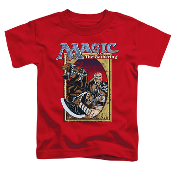 Red toddler t-shirt with Magic the Gathering Fifth Edition Deck Art graphic