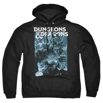 Black pullover hoodie with Dungeons & Dragons Tarrasque graphic