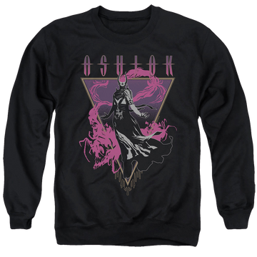 Black men's crewneck sweatshirt with Magic the Gathering Ashiok graphic