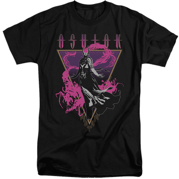Black men's tall fit t-shirt with Magic the Gathering Ashiok graphic