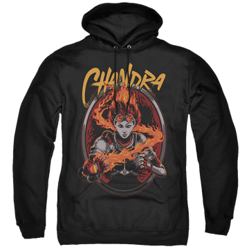Black pullover hoodie with Magic the Gathering Chandra graphic