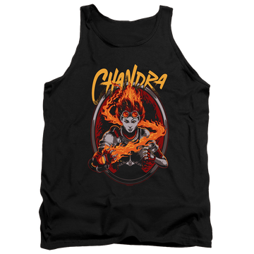 Black men's tank with Magic the Gathering Chandra graphic