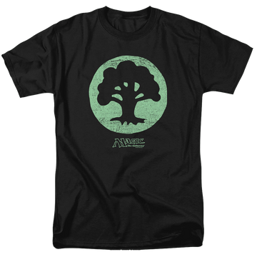 Black men's regular fit t-shirt with Magic the Gathering Green Symbol graphic